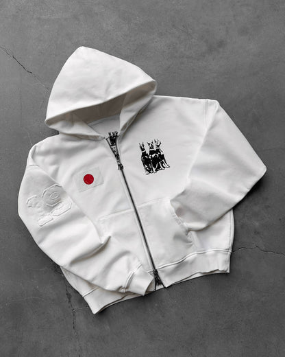 Reaven White Run Tha Streetz Zip Hoodie