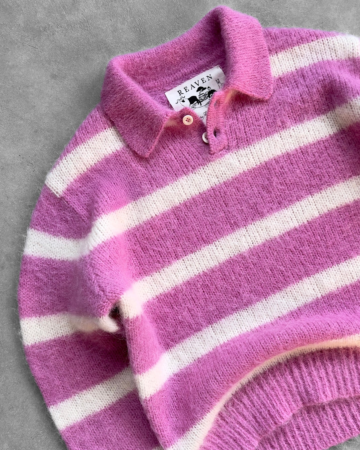 Reaven Strawberry Cream Alpaca Polo Knit
