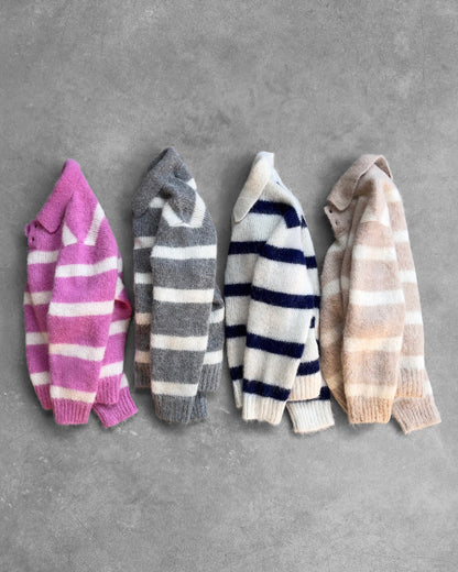 Reaven Strawberry Cream Alpaca Polo Knit