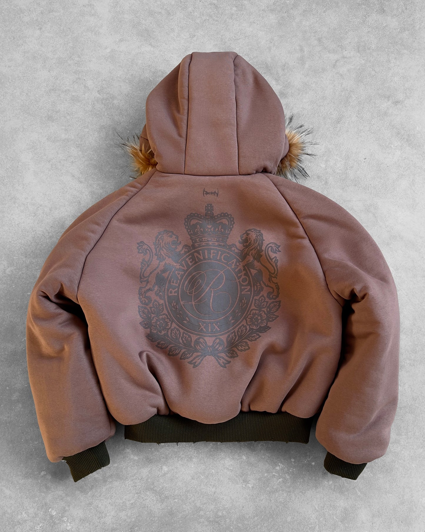 Reaven Olive Fur Bomber Jacket