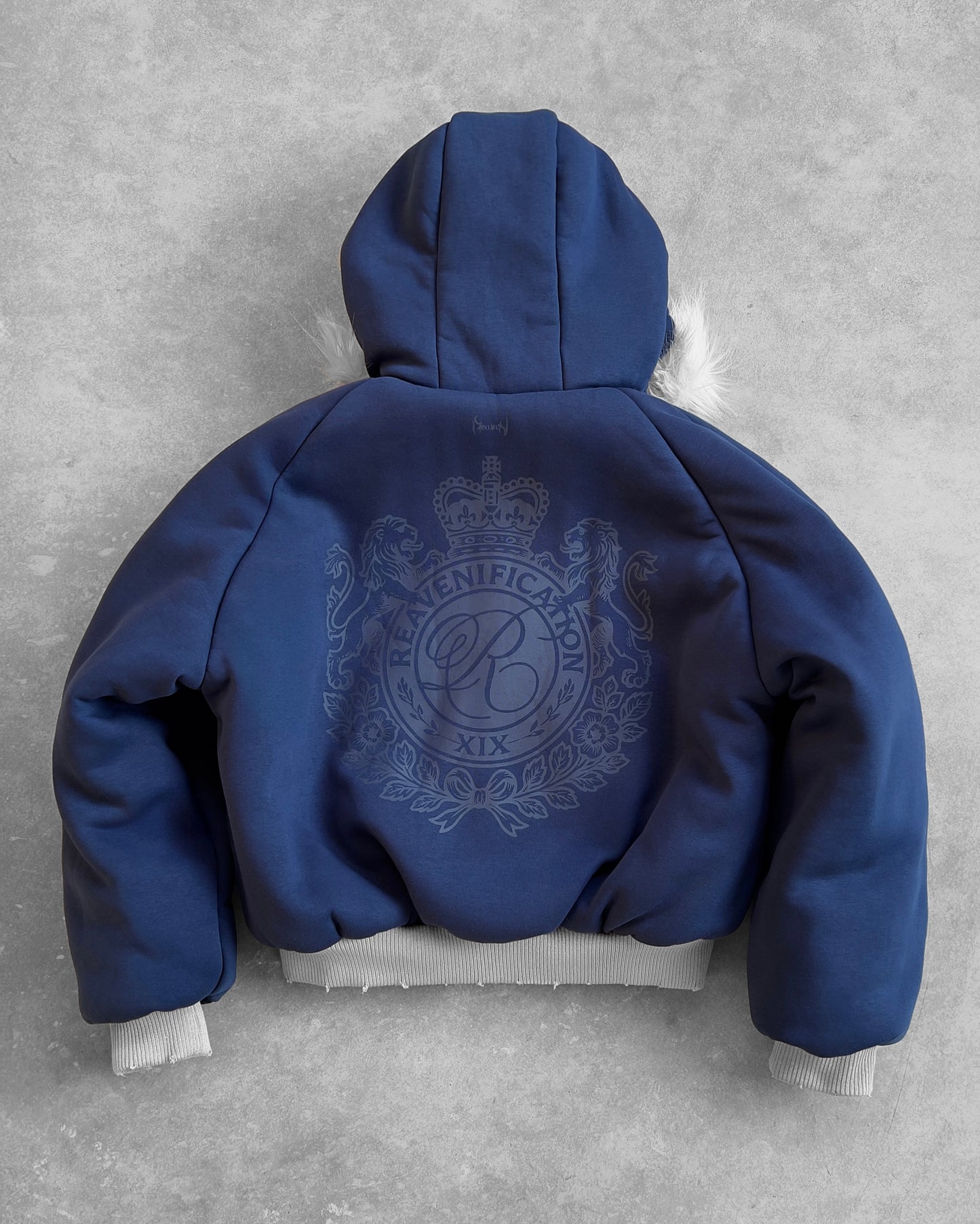 Reaven Grey Fur Bomber Jacket