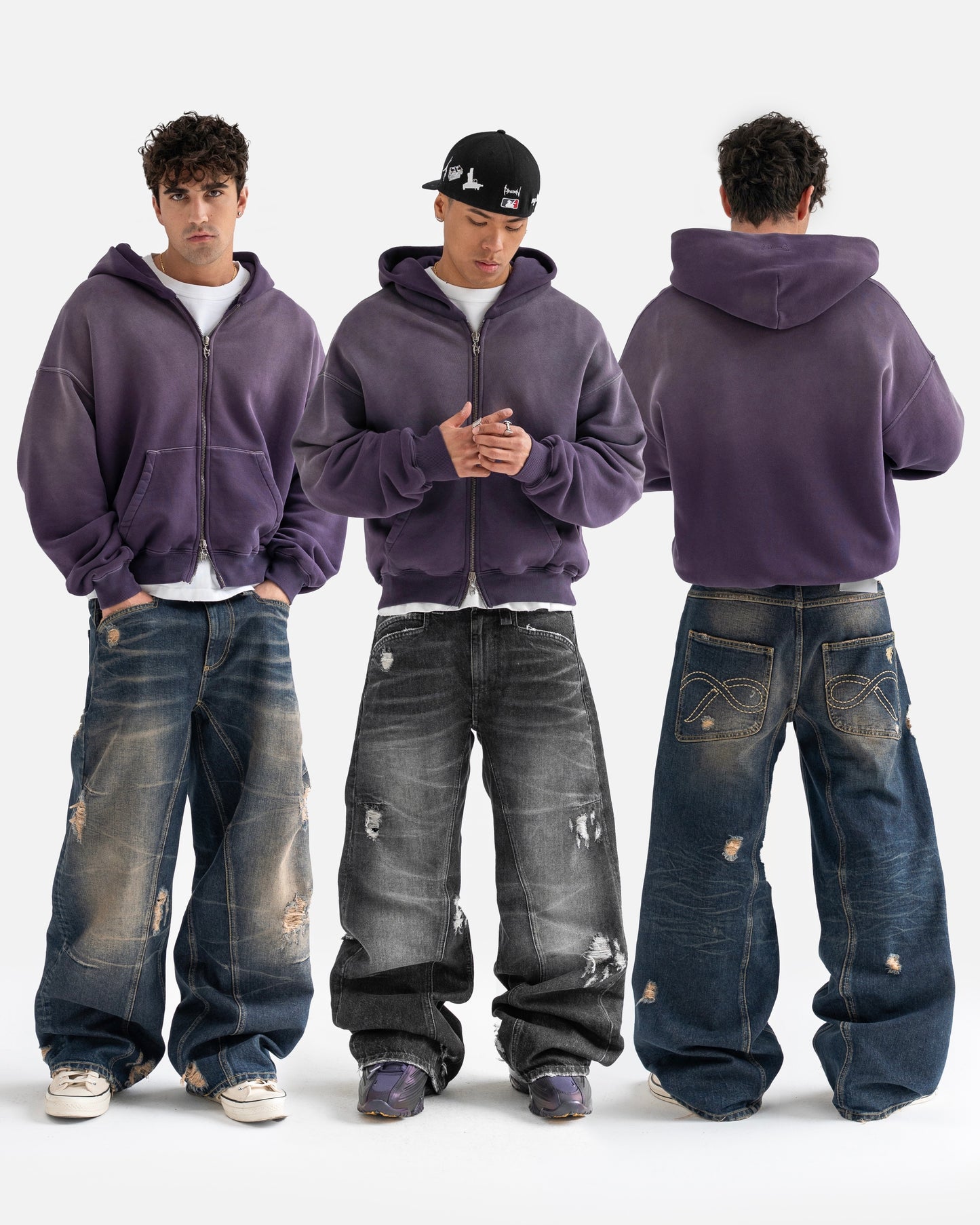 Reaven Purple Sunfaded Zip Hoodie