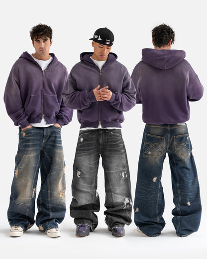 Reaven Purple Sunfaded Zip Hoodie