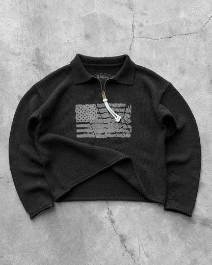 Reaven Black Riot Half-Zip Polo