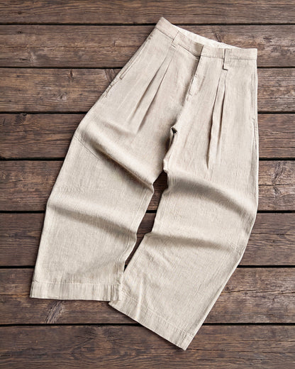 Reaven Natural Linen Pleated Pants