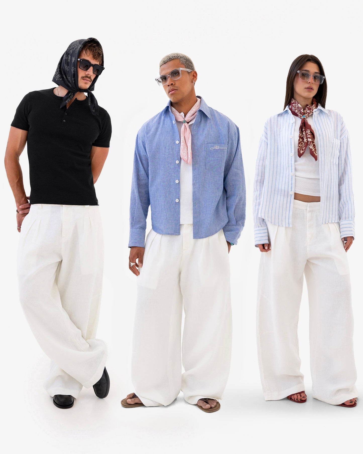 Reaven White Linen Pleated Pants