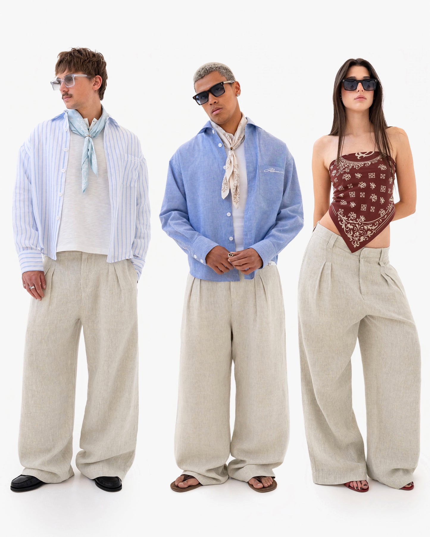 Reaven Natural Linen Pleated Pants