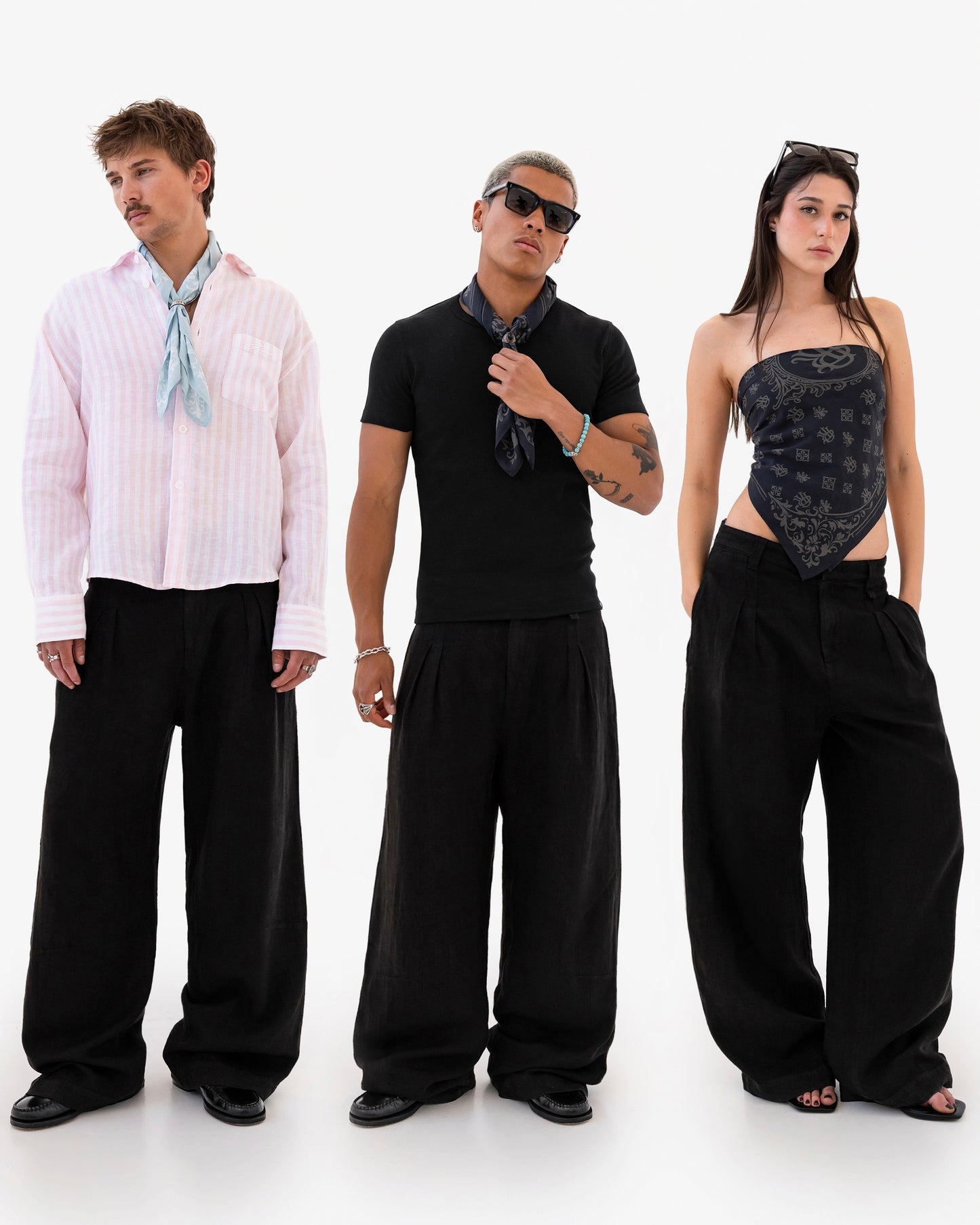 Reaven Black Linen Pleated Pants