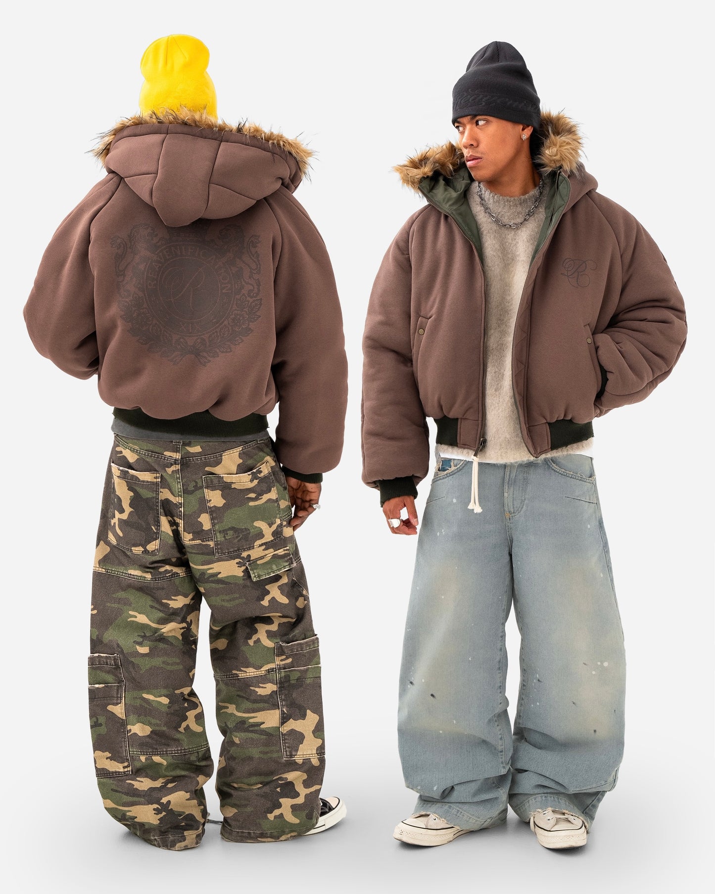 Reaven Olive Fur Bomber Jacket