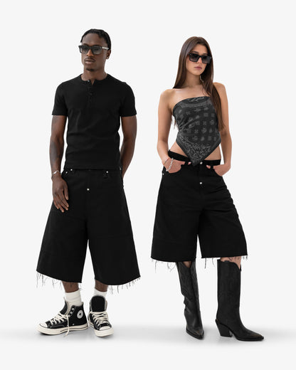 Reaven Raw Black Stamp Jorts