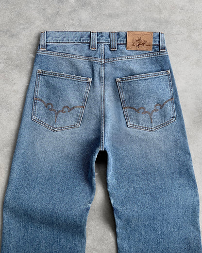 Reaven Washed Blue Bootcut Denim Jeans