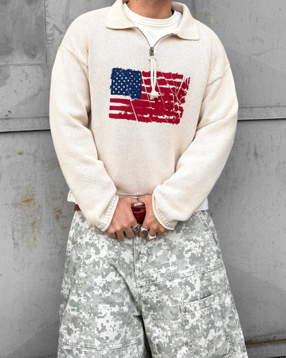 Reaven Cream Riot Half-Zip Polo