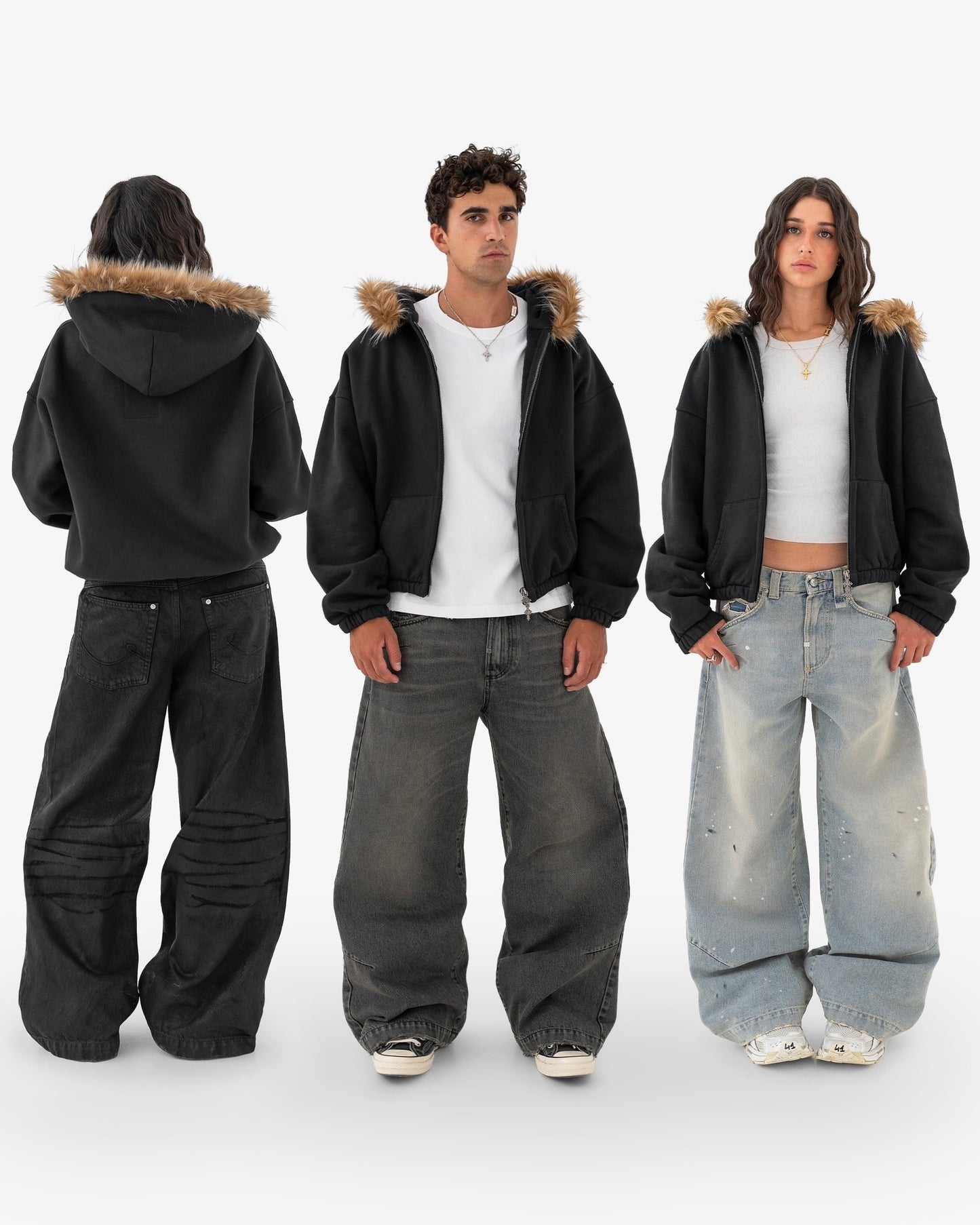 Reaven Black Fur Zip Hoodie