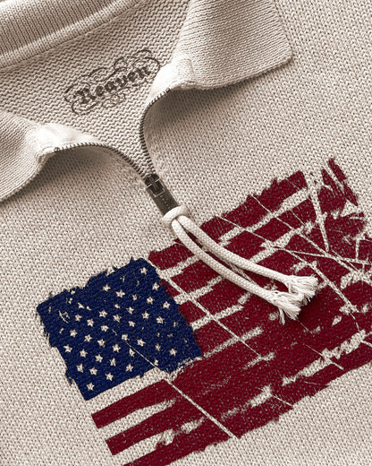 Reaven Cream Riot Half-Zip Polo