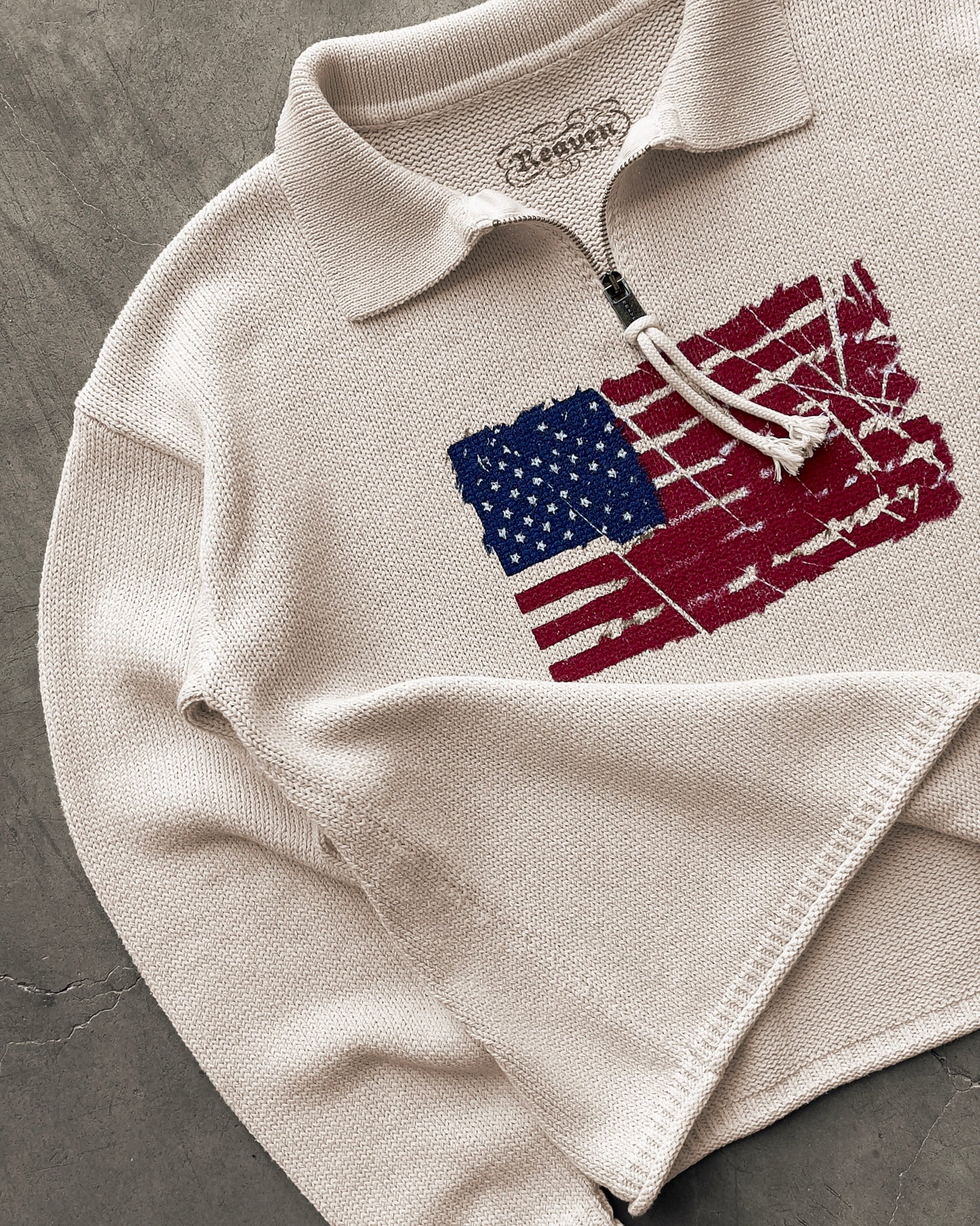 Reaven Cream Riot Half-Zip Polo