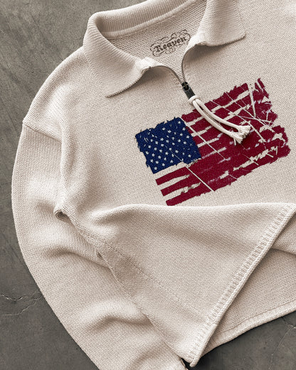 Reaven Cream Riot Half-Zip Polo