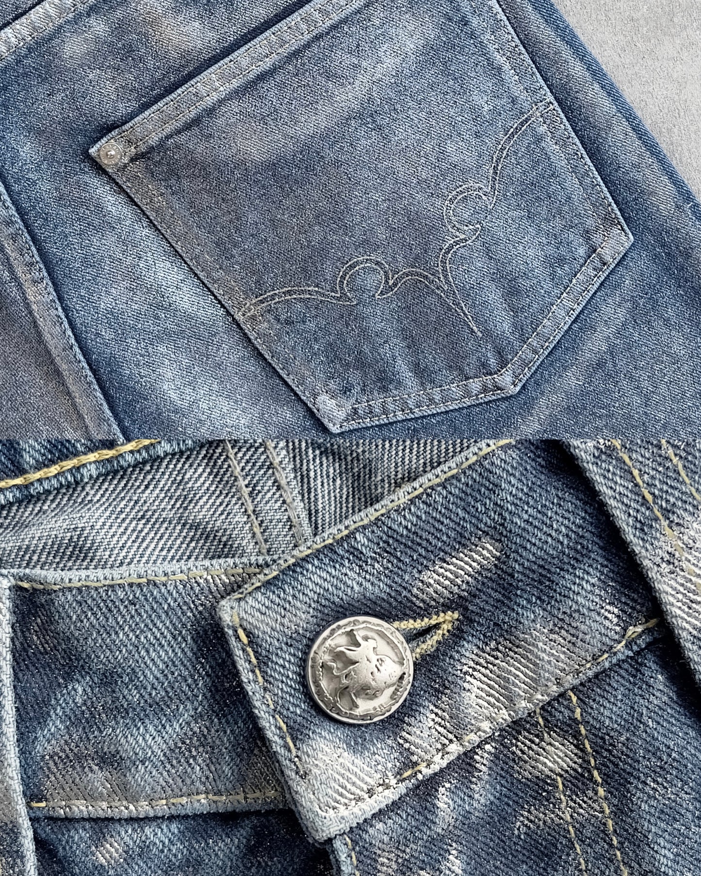 Reaven Chrome Tears Bootcut Denim Jeans