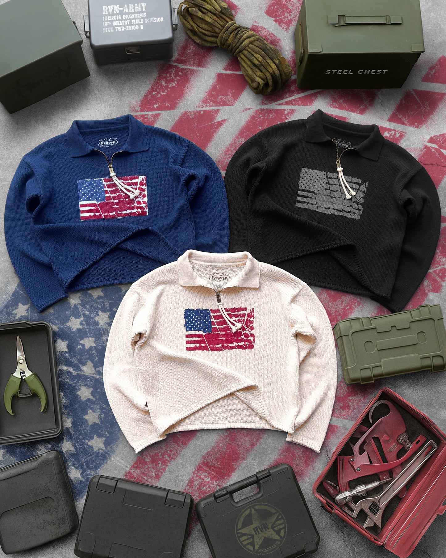 Reaven Navy Riot Half-Zip Polo