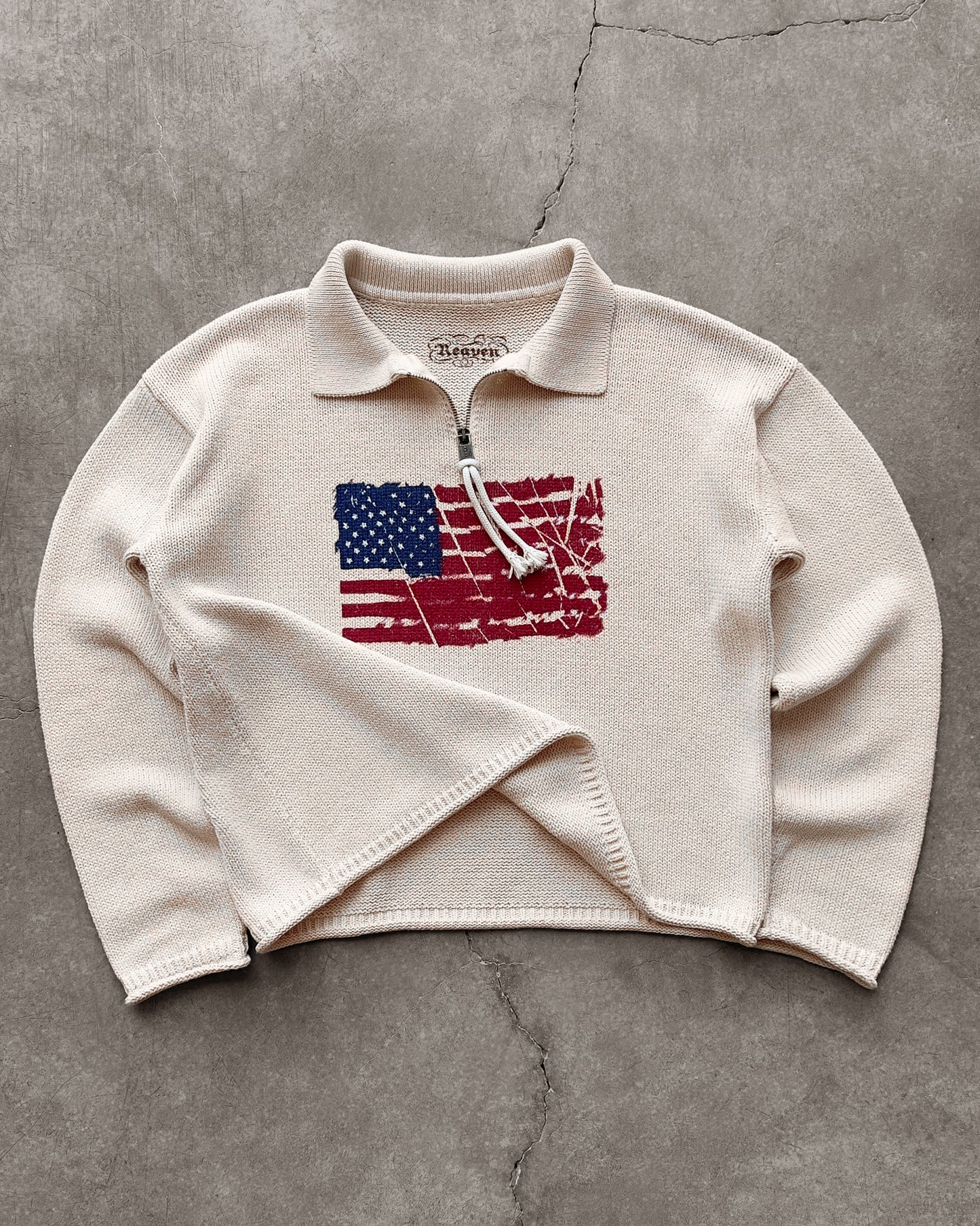 Reaven Cream Riot Half-Zip Polo