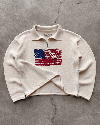 Reaven Cream Riot Half-Zip Polo