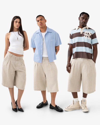 Reaven Natural Linen Pleated Jorts