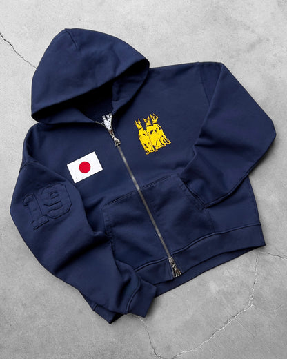 Reaven Navy Run Tha Streetz Zip Hoodie