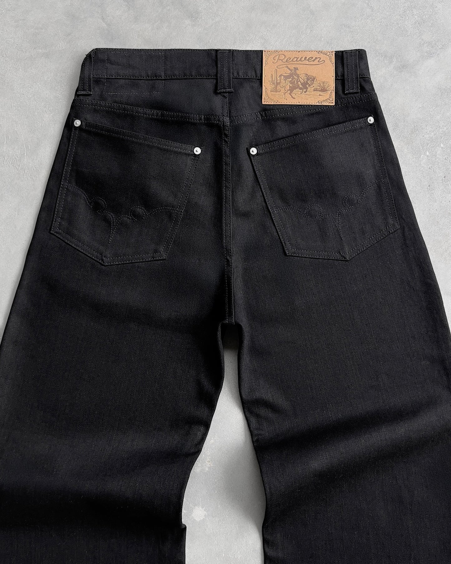 Reaven Raw Black Bootcut Denim Jeans