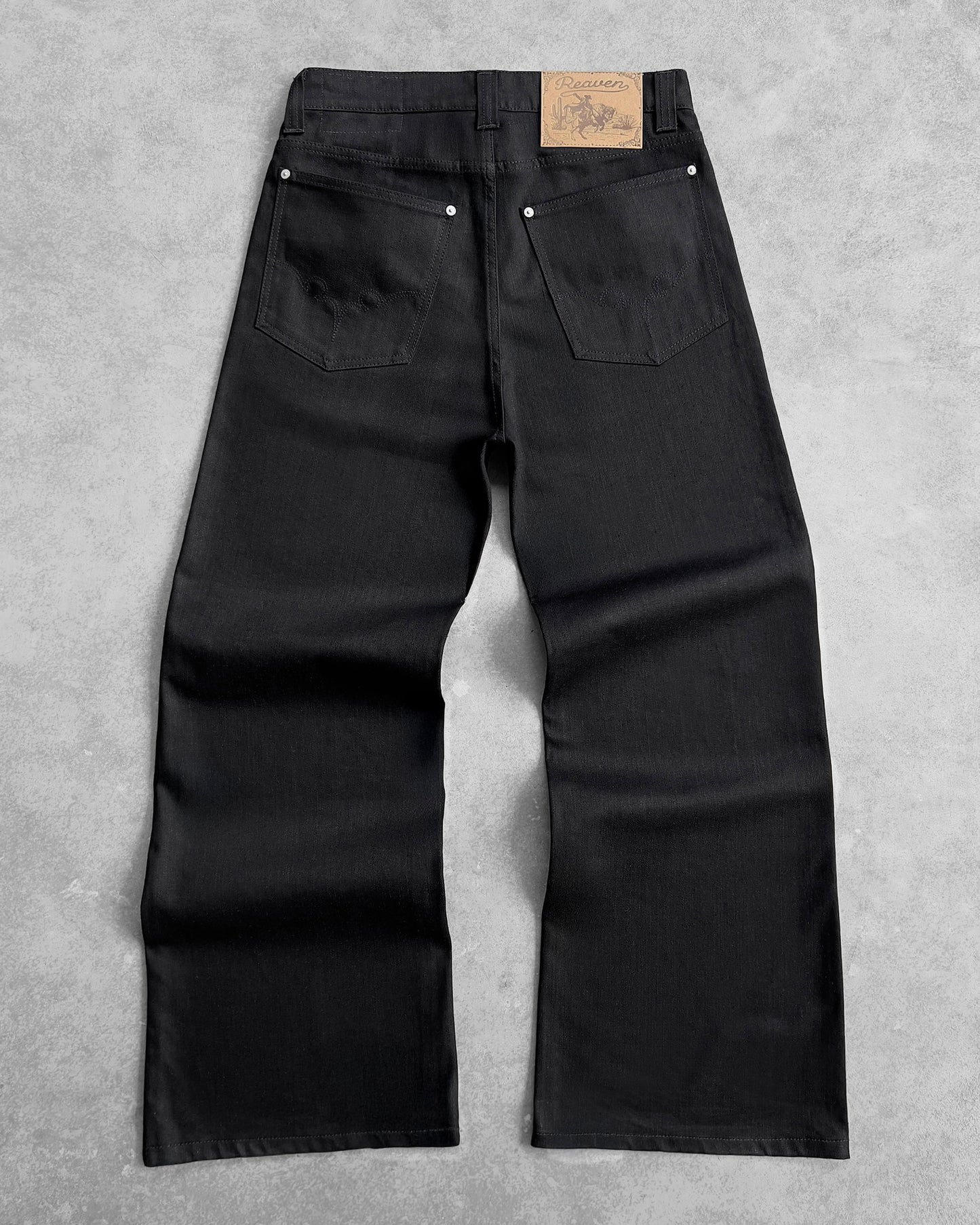 Reaven Raw Black Bootcut Denim Jeans