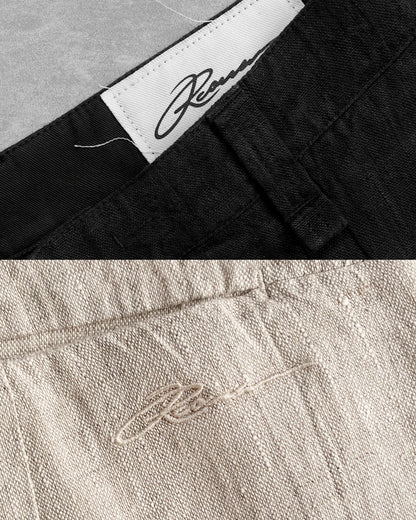 Reaven Black Linen Pleated Jorts