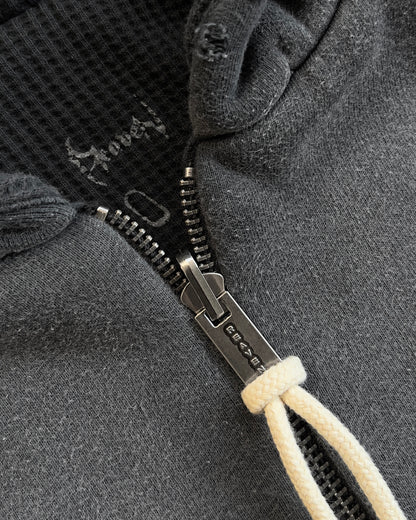 Reaven Washed Black Thermal Zip Hoodie