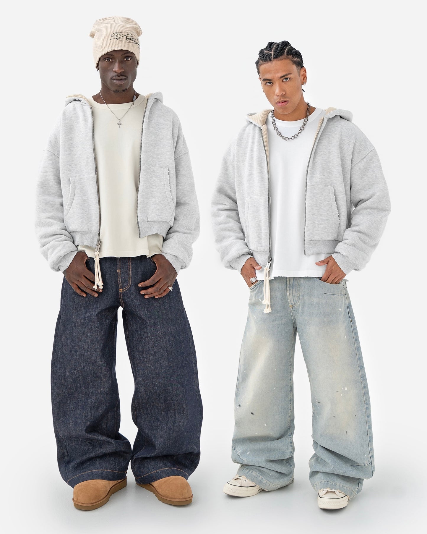 Reaven Heather Grey Thermal Zip Hoodie