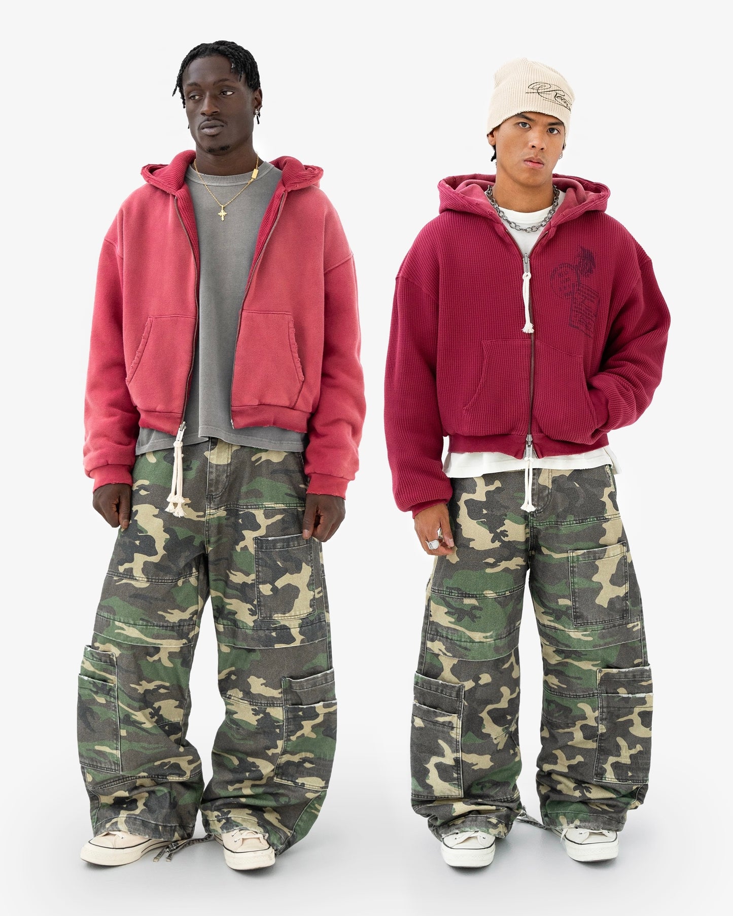 Reaven Coral Red Thermal Zip Hoodie