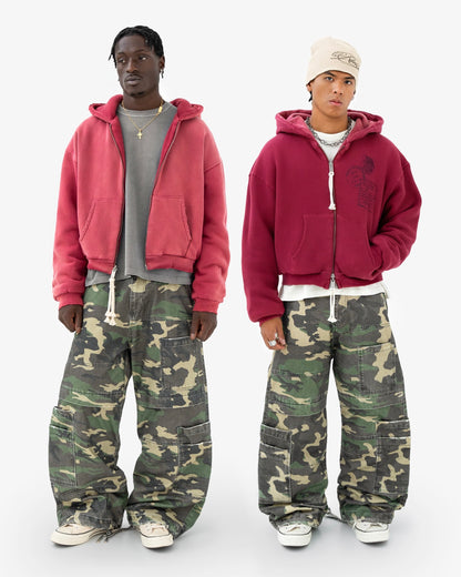 Reaven Coral Red Thermal Zip Hoodie