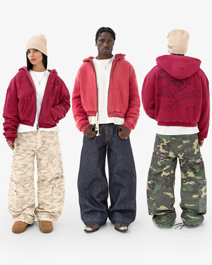 Reaven Coral Red Thermal Zip Hoodie