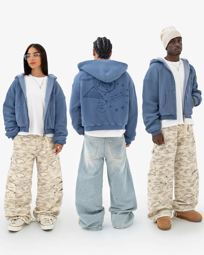 Reaven Sky Blue Thermal Zip Hoodie