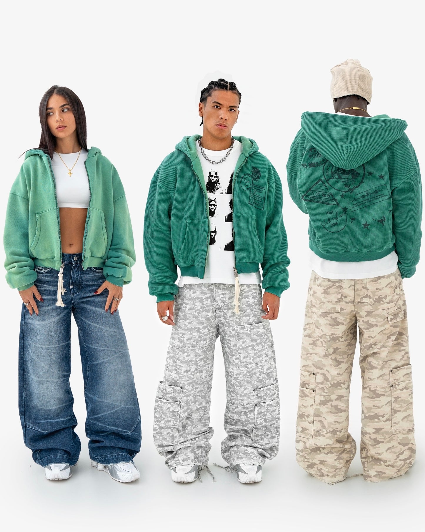 Reaven Emerald Green Thermal Zip Hoodie