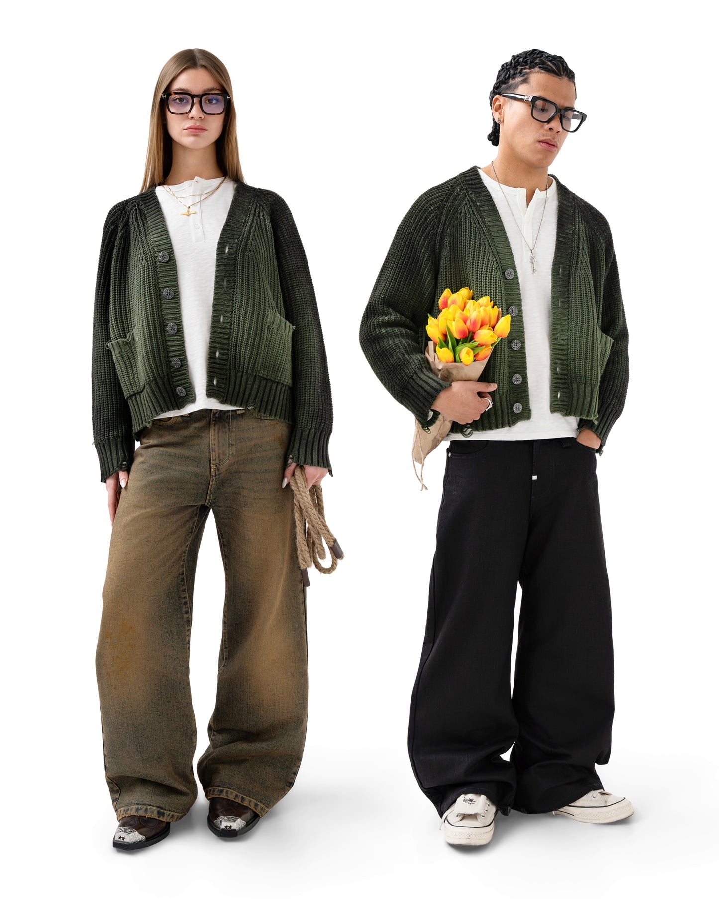 Reaven Green Sunfaded Cardigan