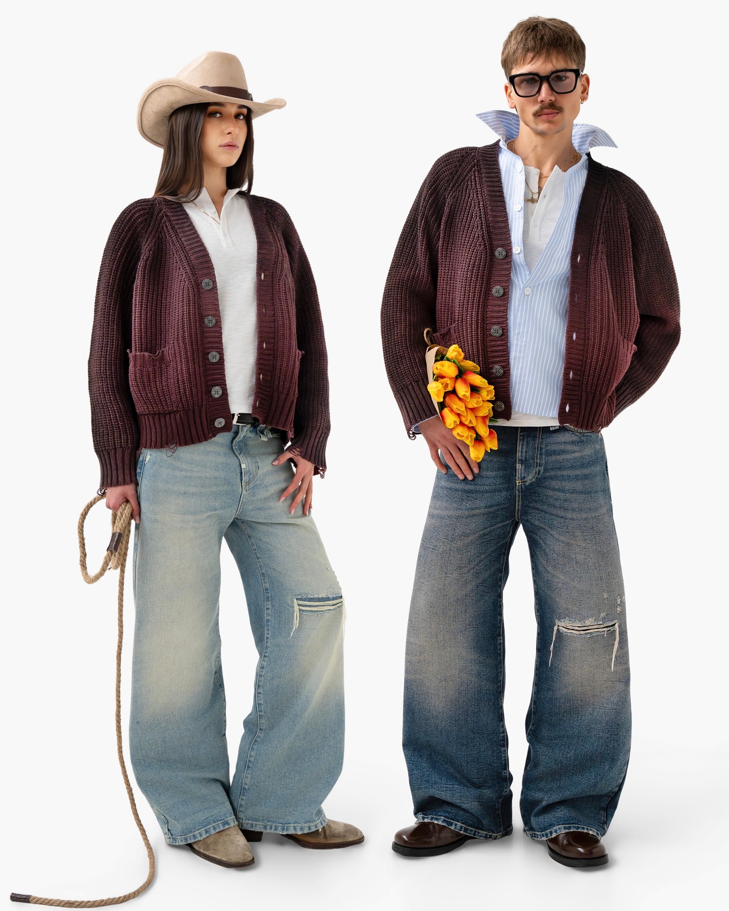 Reaven Red Sunfaded Cardigan