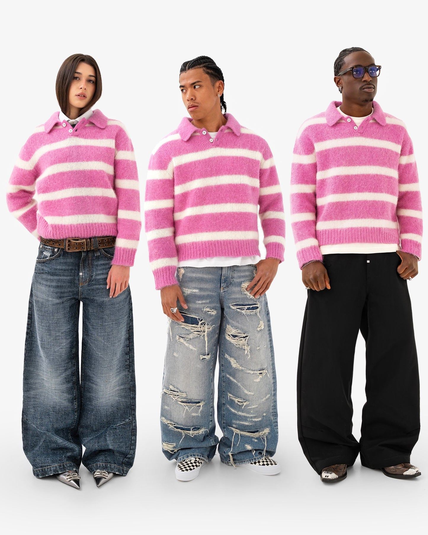 Reaven Strawberry Cream Alpaca Polo Knit