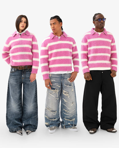 Reaven Strawberry Cream Alpaca Polo Knit