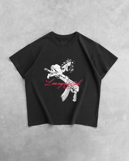 Reaven Black Gun Girl T-Shirt