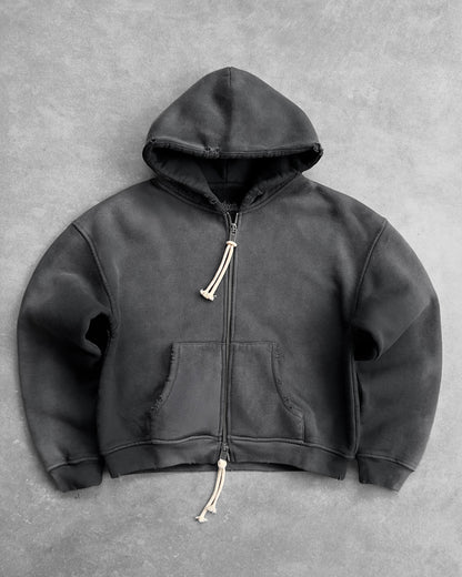 Reaven Washed Black Zip Hoodie