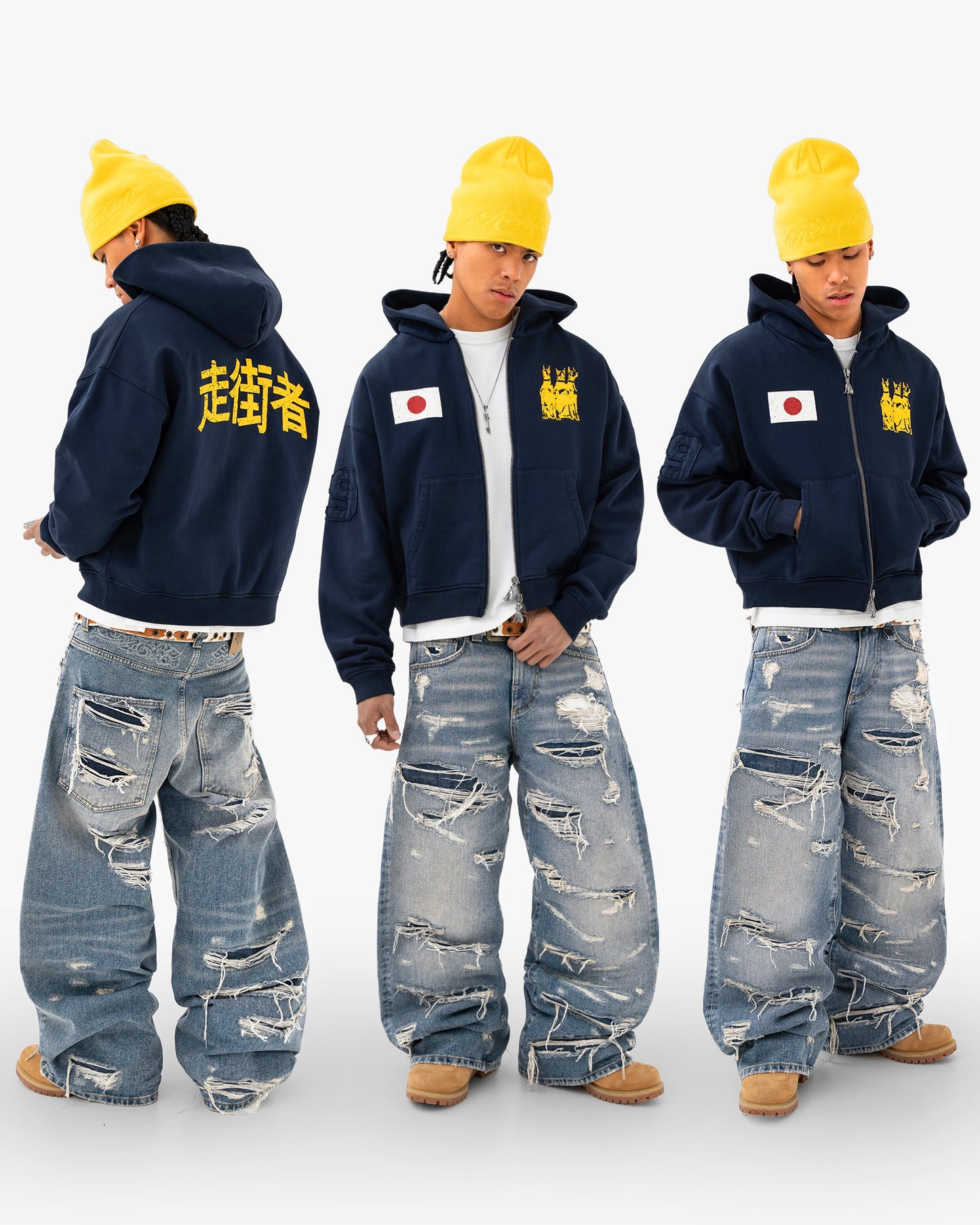 Reaven Navy Run Tha Streetz Zip Hoodie