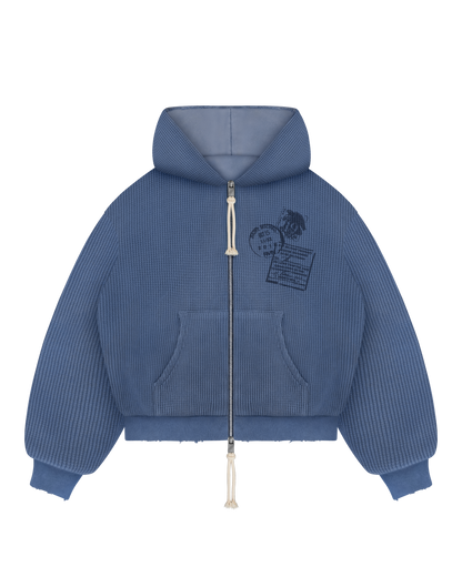 Reaven Sky Blue Thermal Zip Hoodie