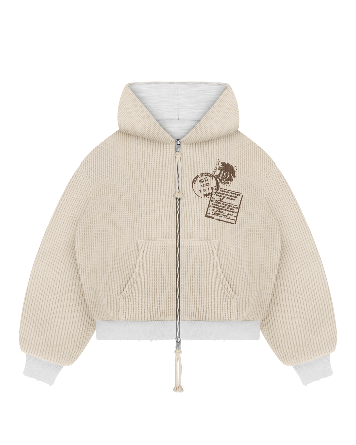 Reaven Heather Grey Thermal Zip Hoodie