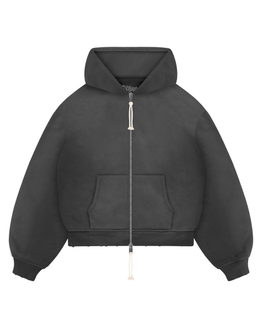 Reaven Washed Black Zip Hoodie