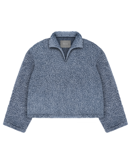 Reaven Fog Blue Wool Fleece