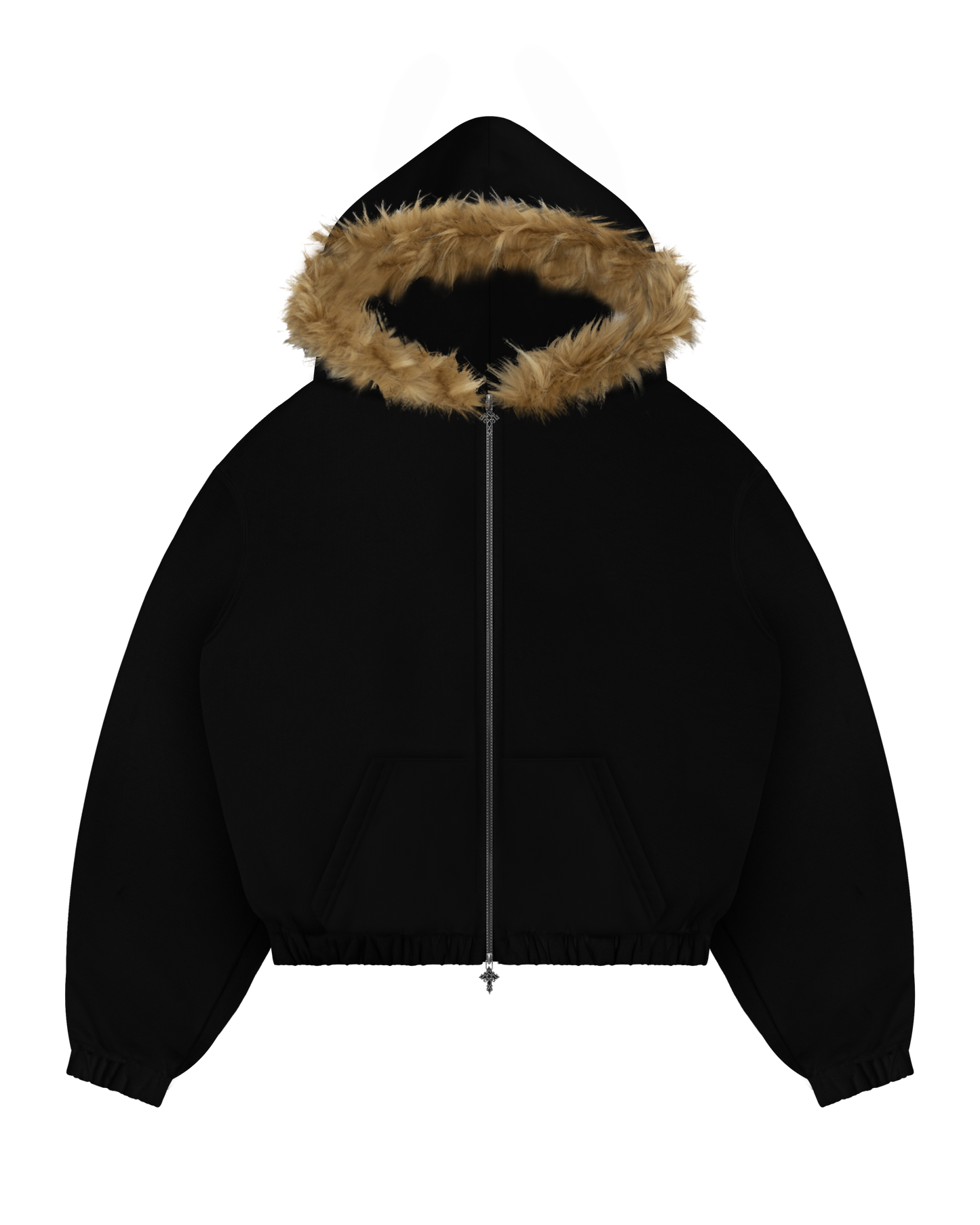 Reaven Black Fur Zip Hoodie
