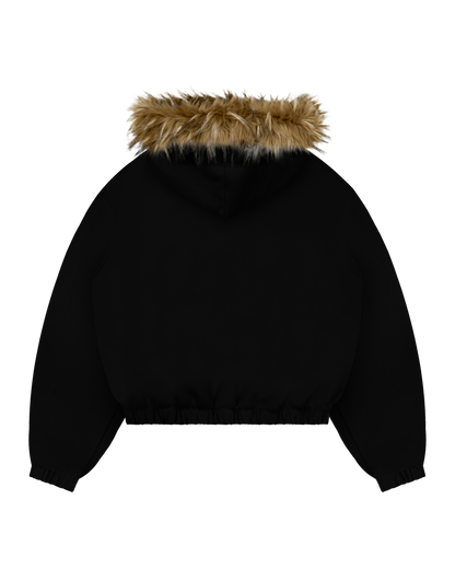 Reaven Black Fur Zip Hoodie