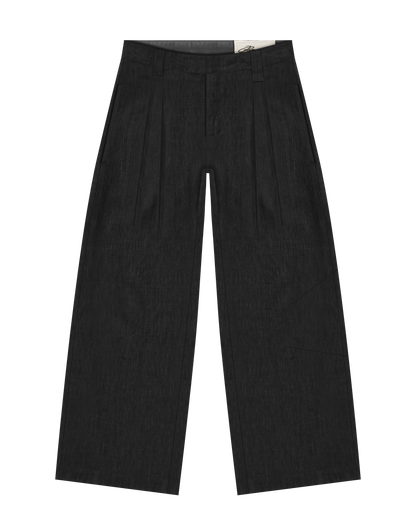 Reaven Black Linen Pleated Pants